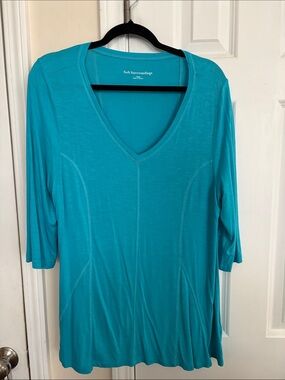 Soft Surroundings Aqua Blue V-Neck Top